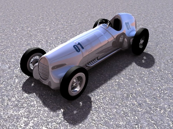 old car wheel 3d model - Old silver bullet race car... by TotexArtz